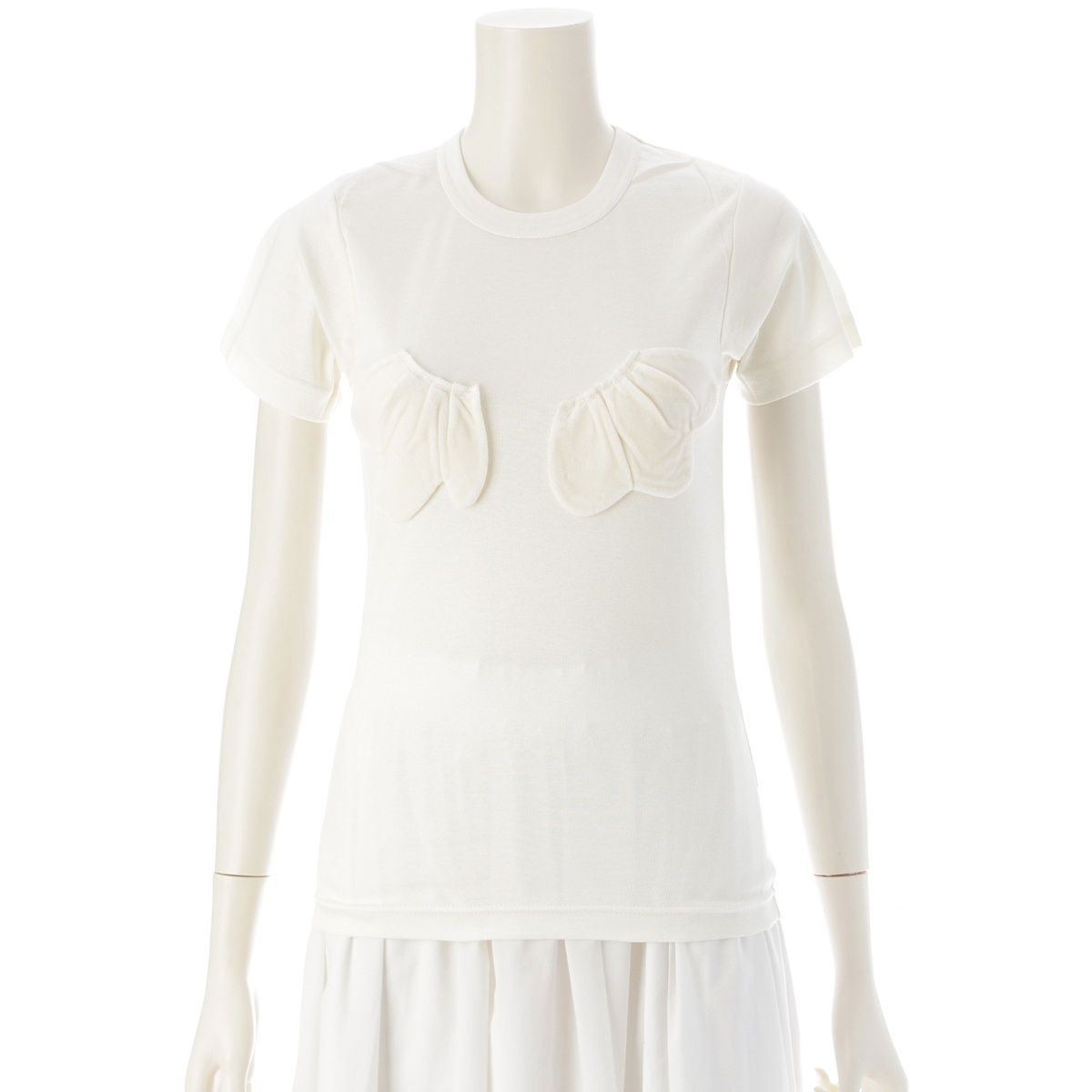 コムデギャルソン AD 2003 04 SS コットン アーカイブ 羽 異素材 切替 カットソー トップス GM T 017 ホワイト ‐