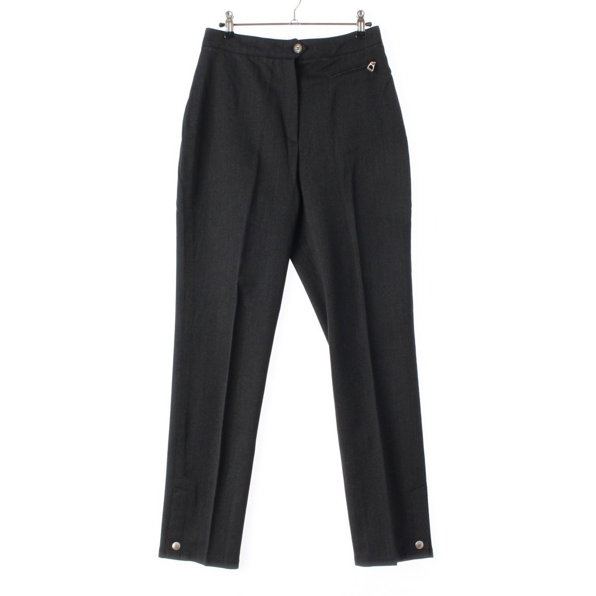 エルメス ウール 青タグ セリエボタン パンツ ボトムス グレー 40