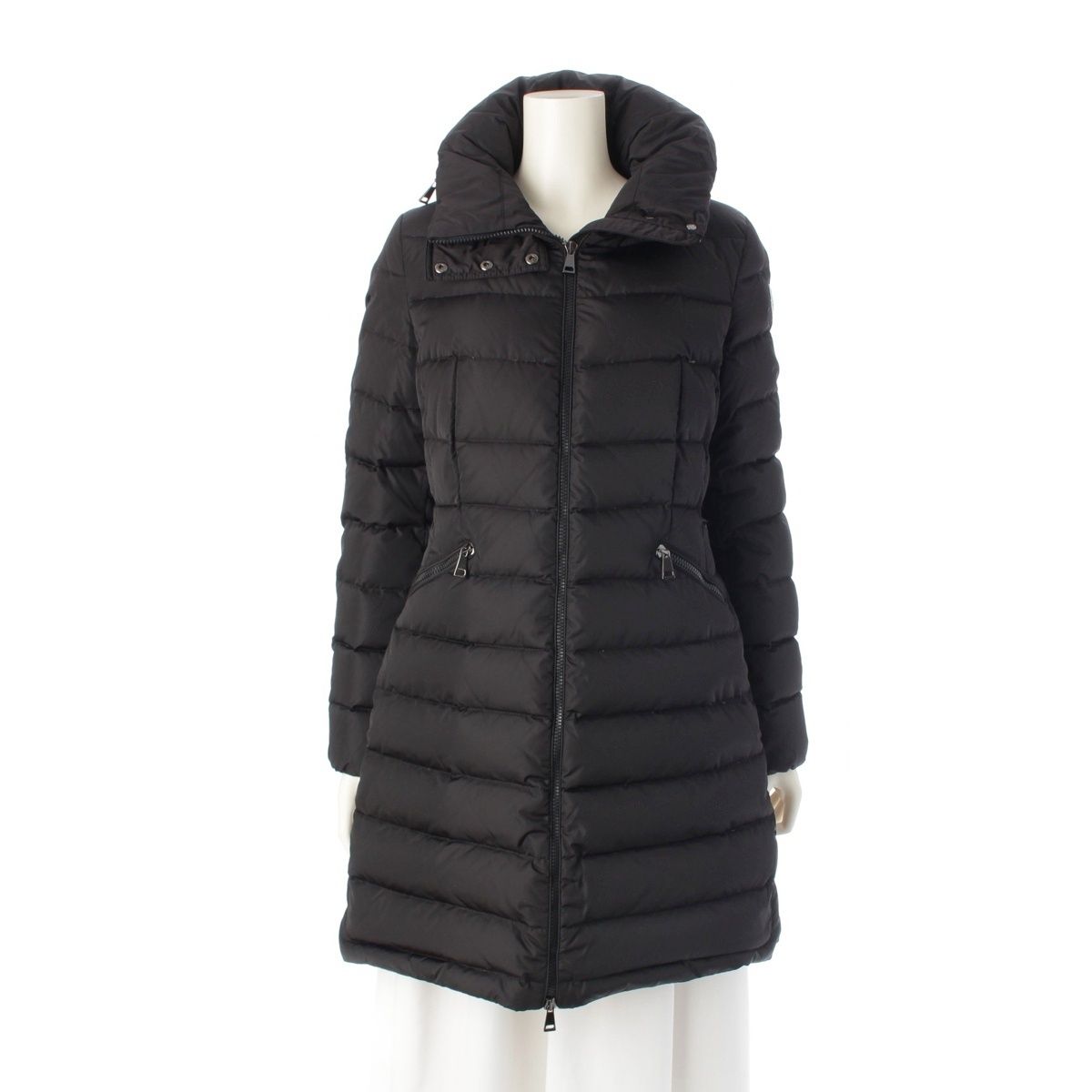 モンクレール 17年 Aライン ロング ダウンコート アウター ブラック 0