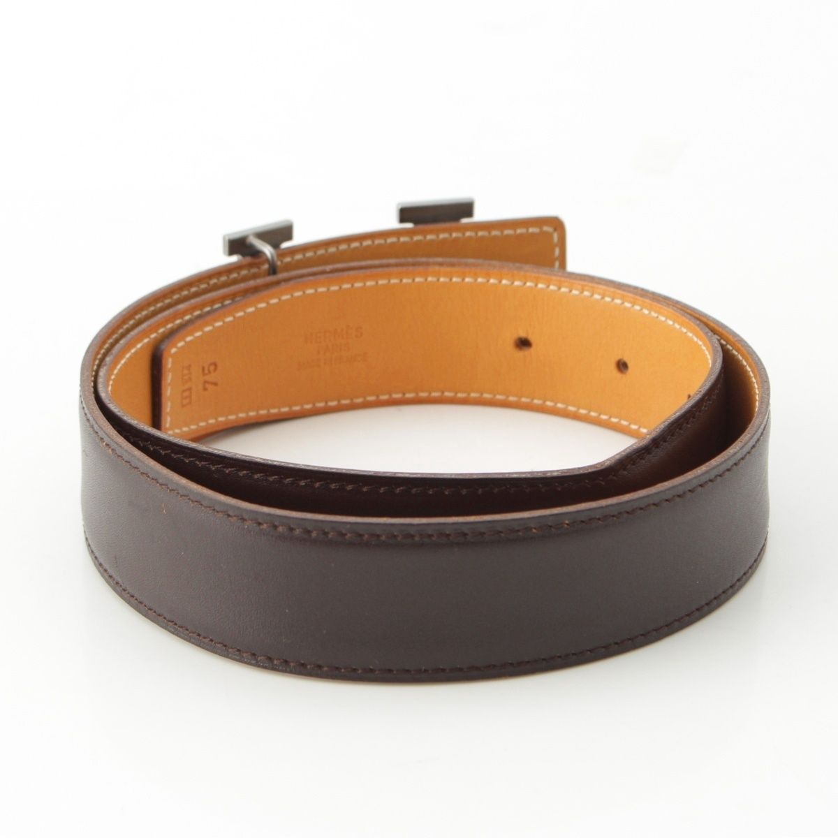 エルメス レザー コンスタンス H ベルト I刻印 ブラウン 75