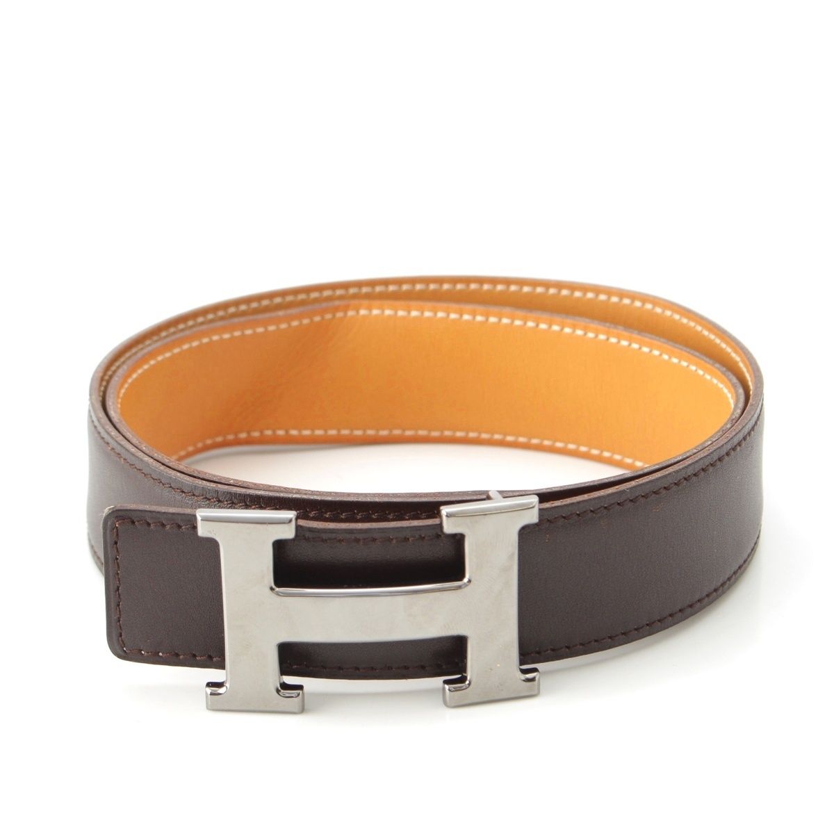 エルメス レザー コンスタンス H ベルト □I刻印 ブラウン 75