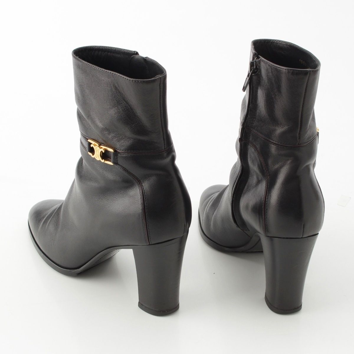 セリーヌ レザー トリオンフ ショート ブーツ シューズ ブラック 37