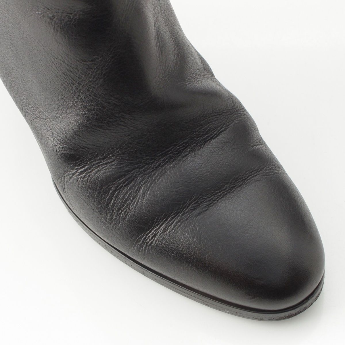 CELINE トリオンフレザーショートブーツ　37 セリーヌ レザー トリオンフ ショート ブーツ シューズ ブラック 37