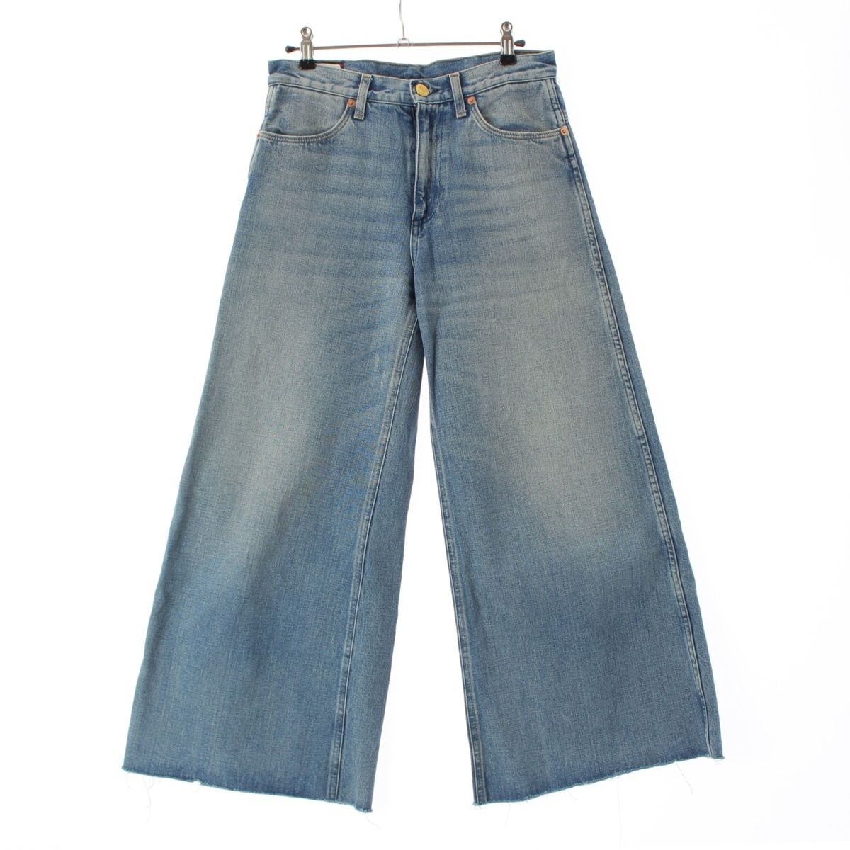 グッチ ロゴ ストロベリーパッチ ウォッシュ ワイド デニム パンツ ボトムス 527423 ブルー 24