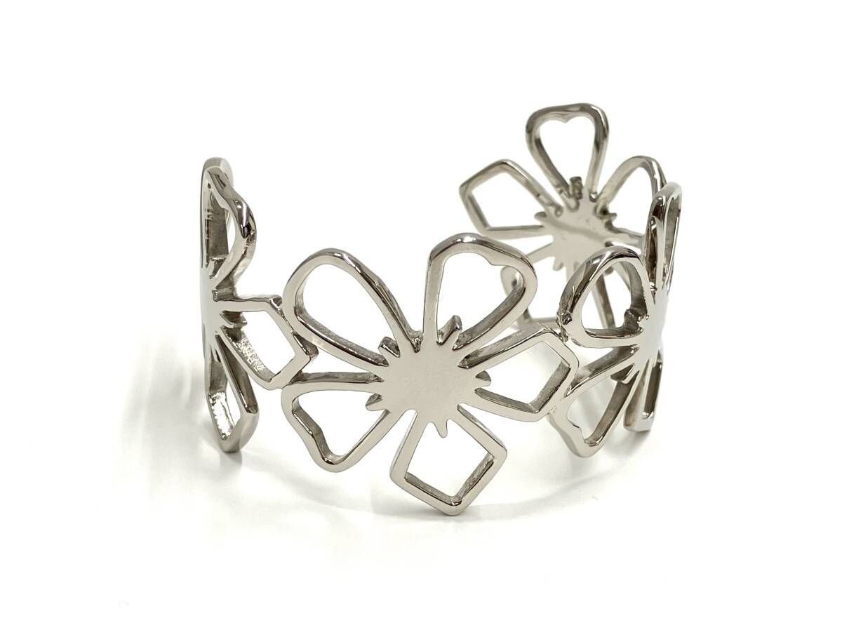 TIFFANY Co ティファニー SV 925 フラワー ワイド カフ バングル 箱有り