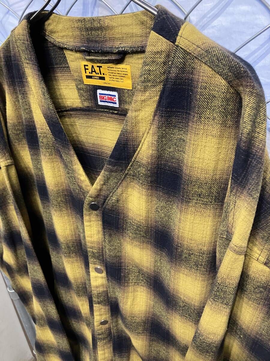 F.A.T. × BIG MAC カーディガン 未使用品！ BIG MAC × F. A. T. カーディガン チェック size JUMBO イエロー