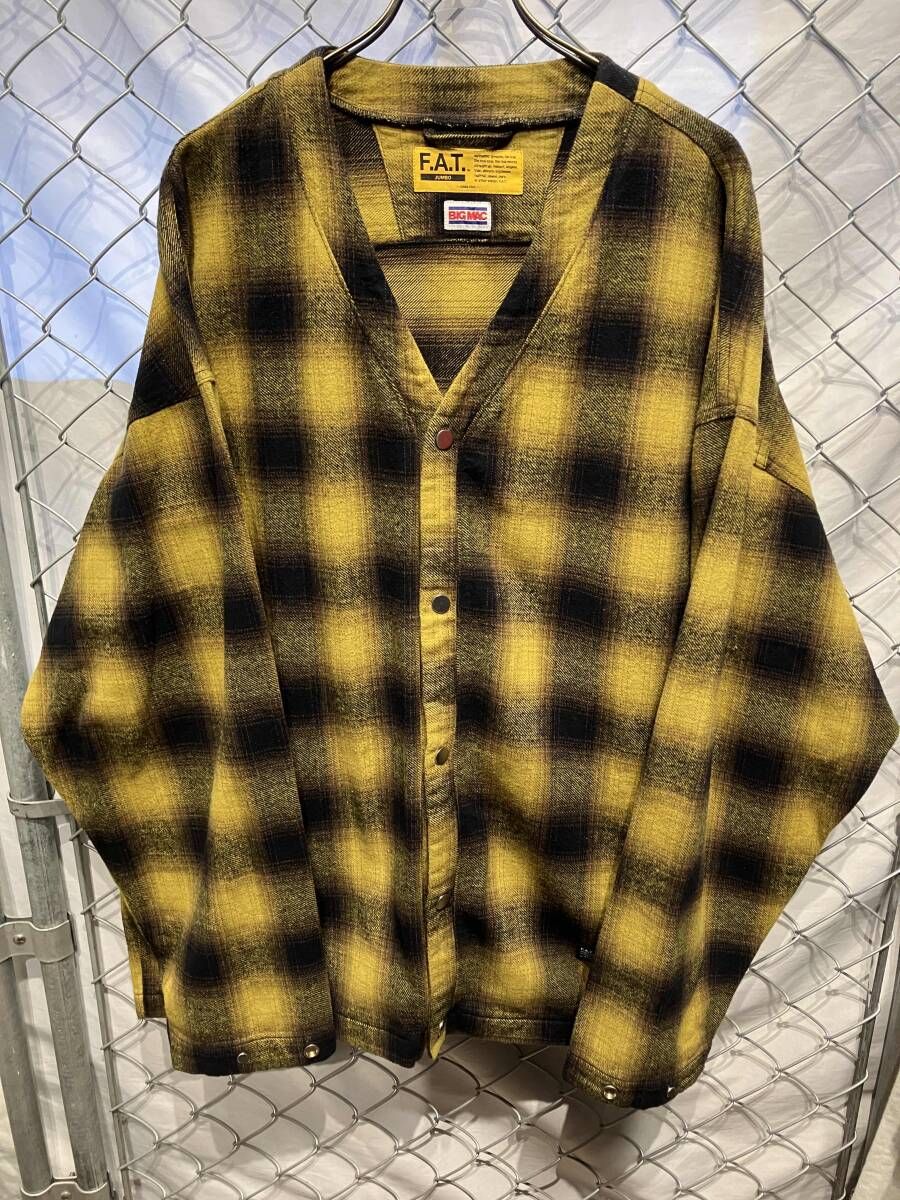 F.A.T. × BIG MAC カーディガン 未使用品！ BIG MAC × F. A. T. カーディガン チェック size JUMBO イエロー