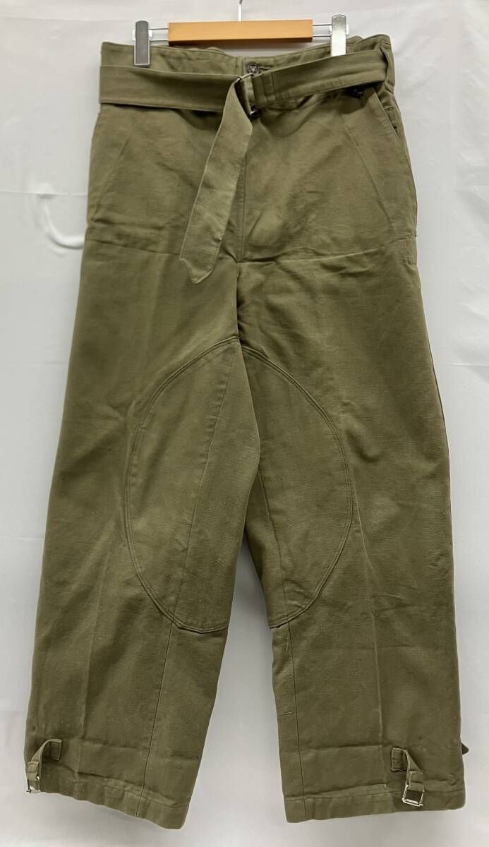 MILITARY ミリタリー モーターサイクルパンツ フランス軍 古着 カーキ