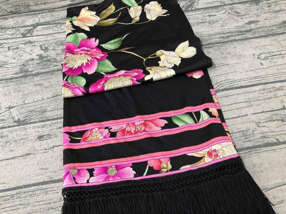 LEONARD レオナール ストール 即発 LEONARD レオナール スカーフ ストール 花柄 シルク ブルー