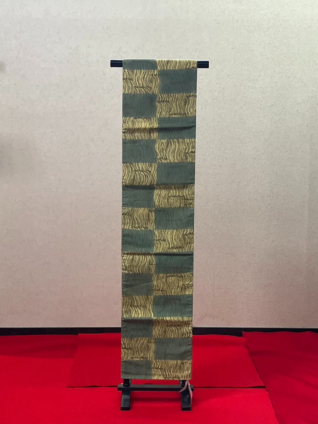 小京都 袋帯 帯 伊那紬 緑 茶色 市松 着物 和服