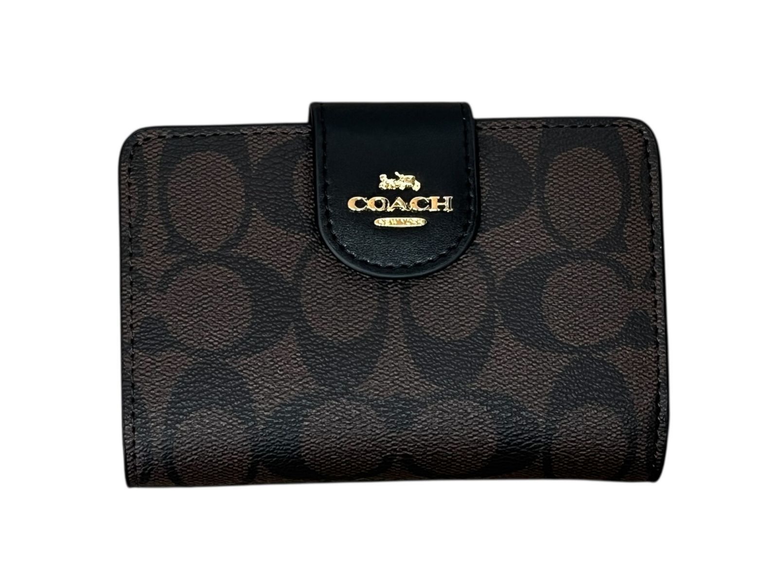 COACH コーチ ミディアム シグネチャー コーナー ジップ ウォレット 二つ折り財布 C 0082 ブラウン レディース|199
