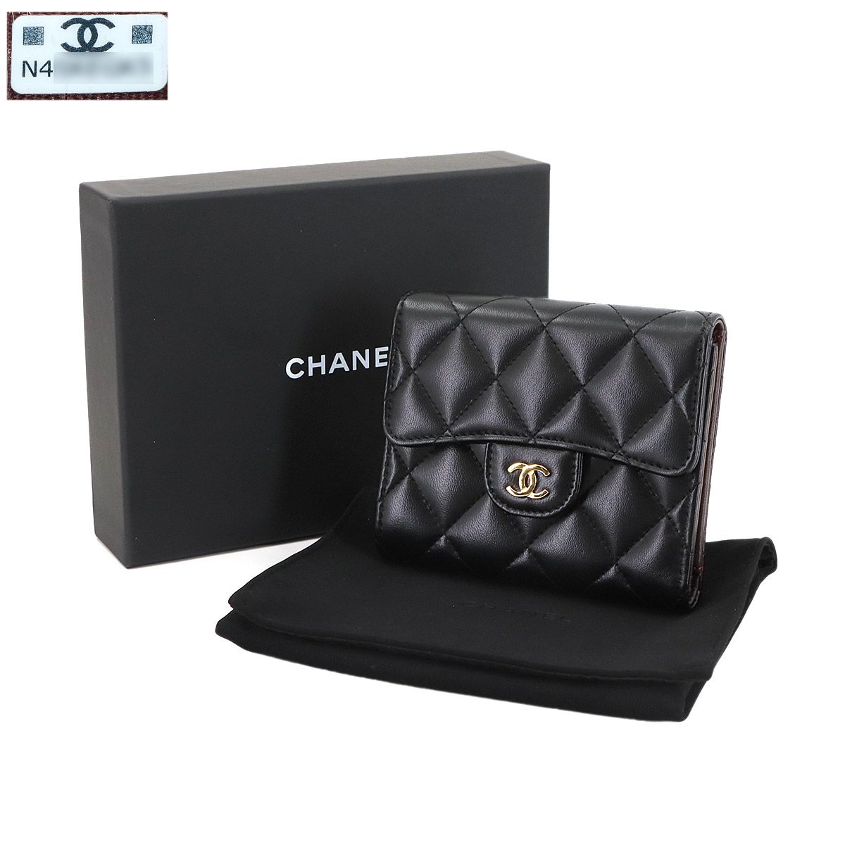 シャネル CHANEL マトラッセ クラシック スモール フラップ ウォレット 三つ折り 財布 ラムスキン ブラック AP 0231
