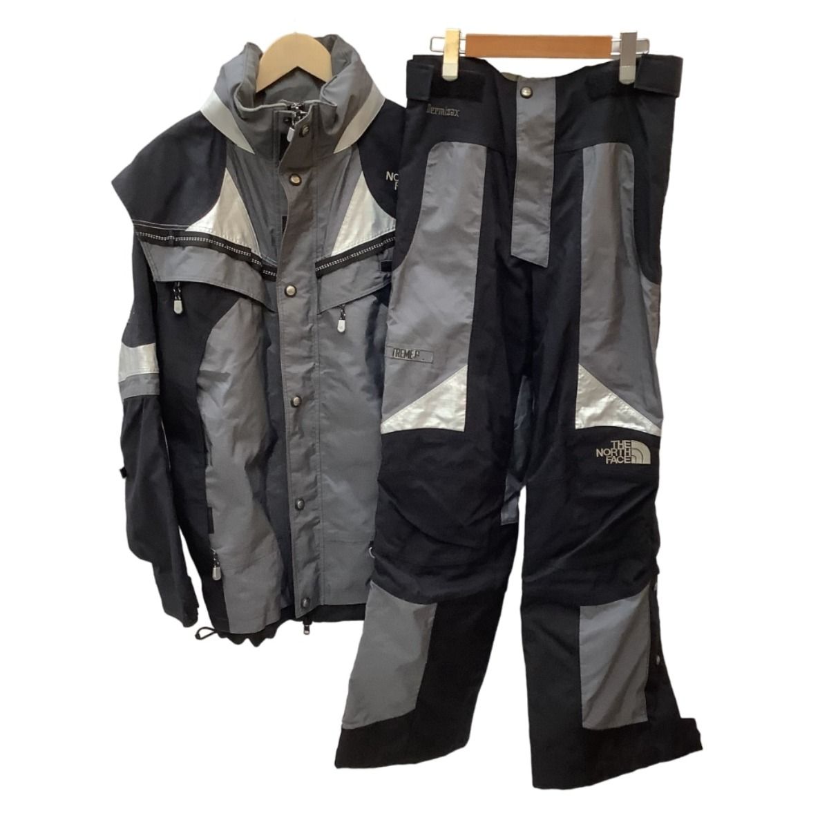 THE NORTH FACE ザノースフェイス メンズ スノーウェア セットアップ SIZE LL ブラック×グレー