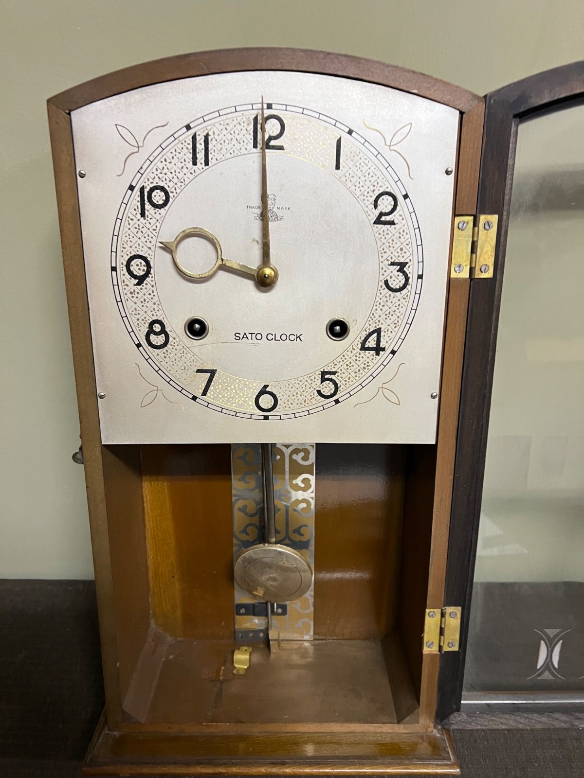 ☆ 昭和 レトロ SATO OCLOOK 振り子時計 稼働品 木製 リズム時計