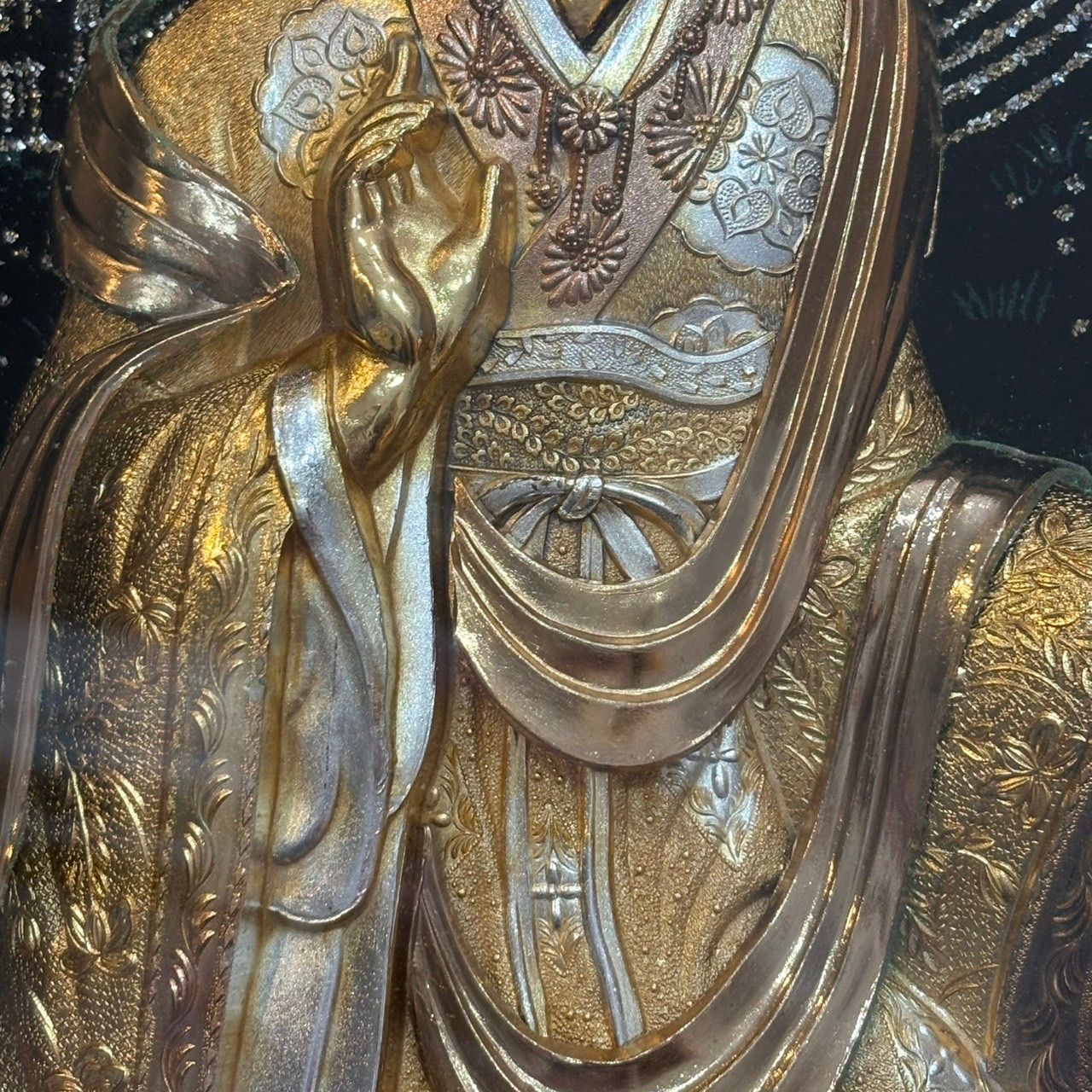 松庵/天女 飾り絵】純金純銀鍍金 招福シリーズ インテリア 壁飾り 額縁