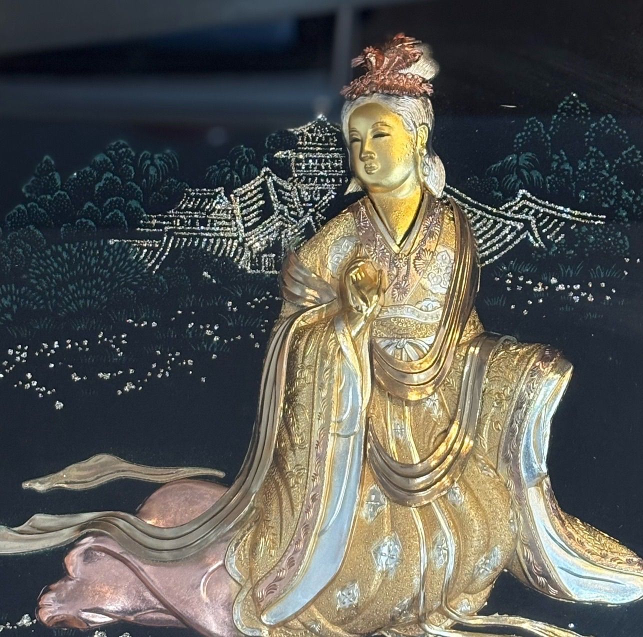 松庵/天女 飾り絵】純金純銀鍍金 招福シリーズ インテリア 壁飾り 額縁