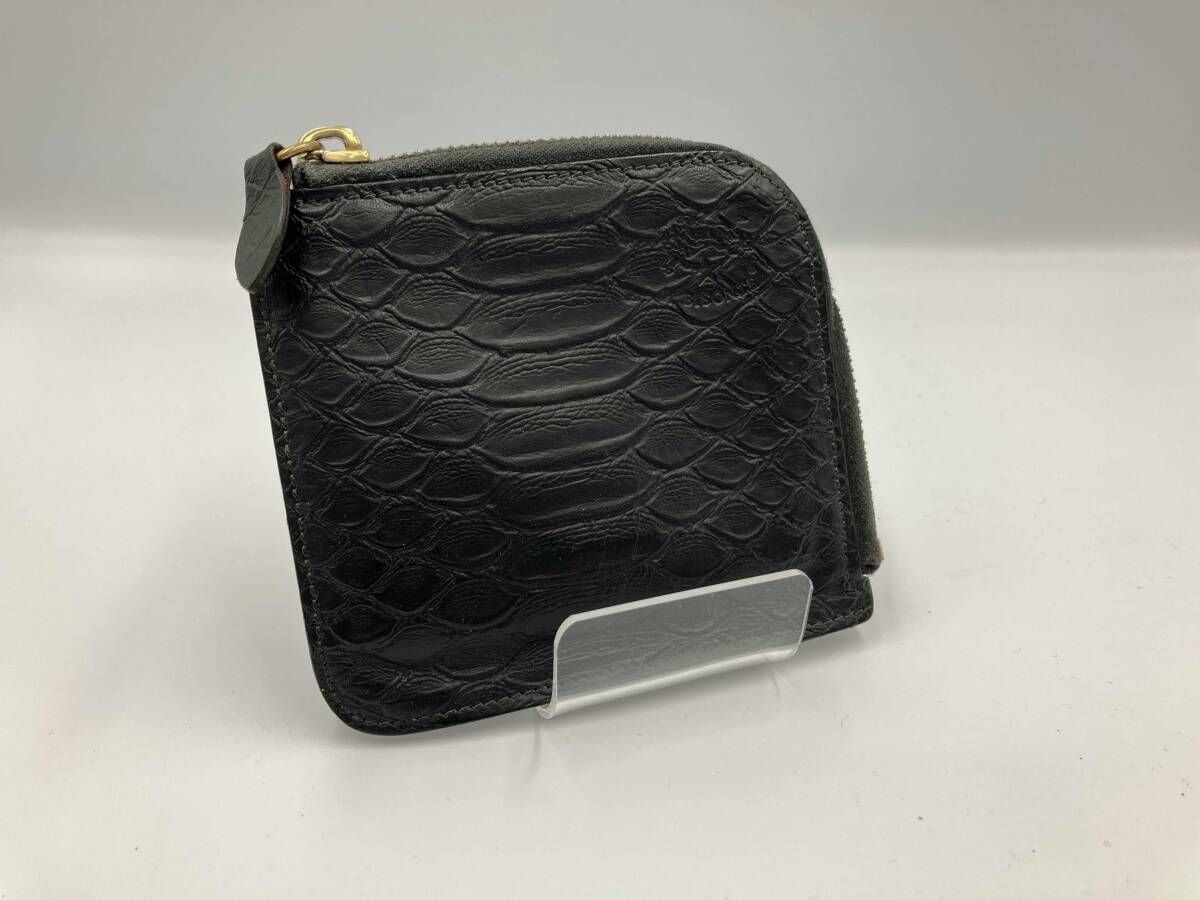 IL BISONTE イルビゾンテ パイソン ラウンドジップカードケース ブラック