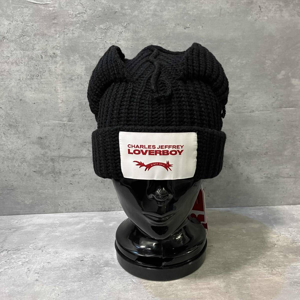 CHARLES JEFFREY LOVERBOY CHUNKY EARS BEANIE ウールナイロン ニットキャップ ラバーボーイ ブラック