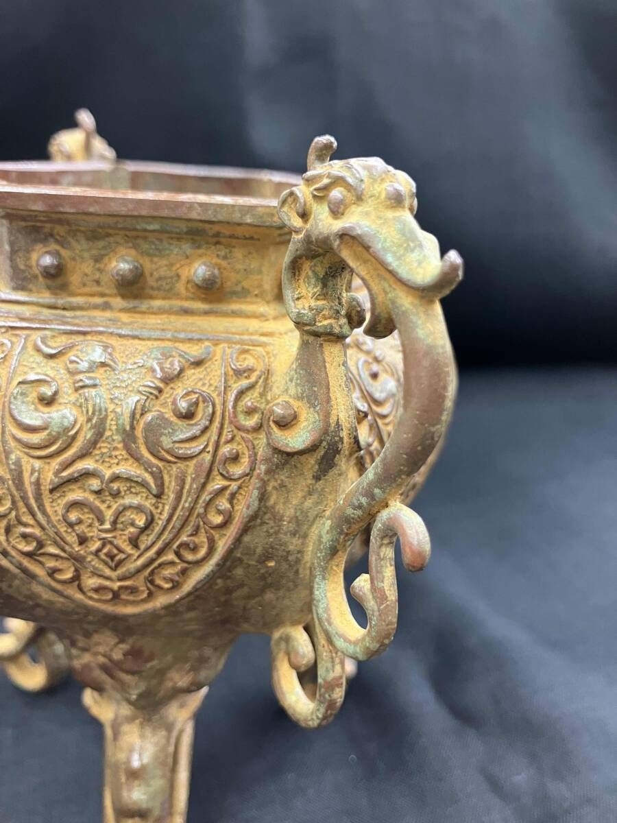 米田秀保 錆銅蝋型 高岡銅器 香炉 三足香炉 麒麟 共箱 - メルカリ