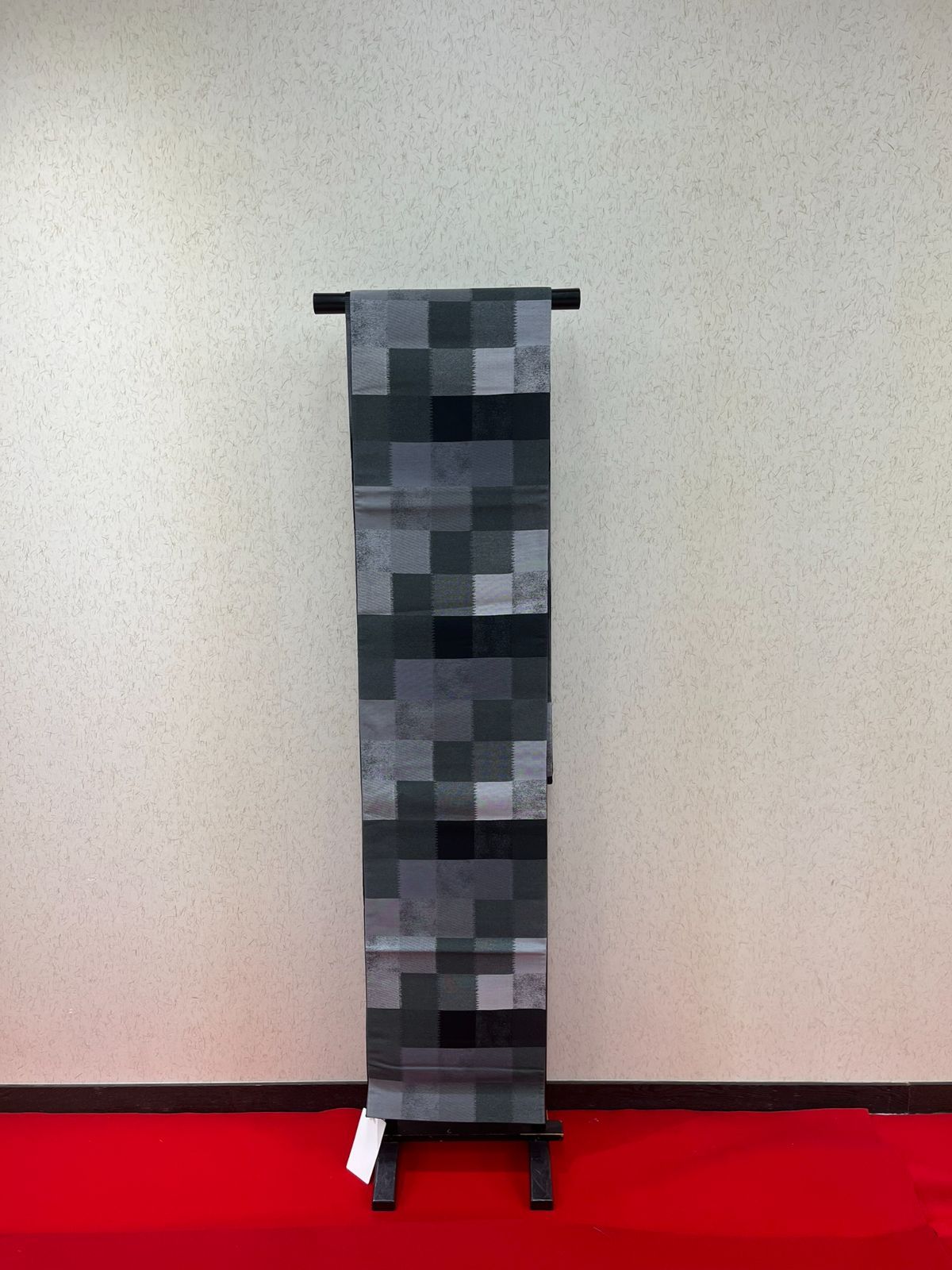 小京都 しゃれ袋帯 帯 ♥ 黒 白 グレー チェック 着物 和服