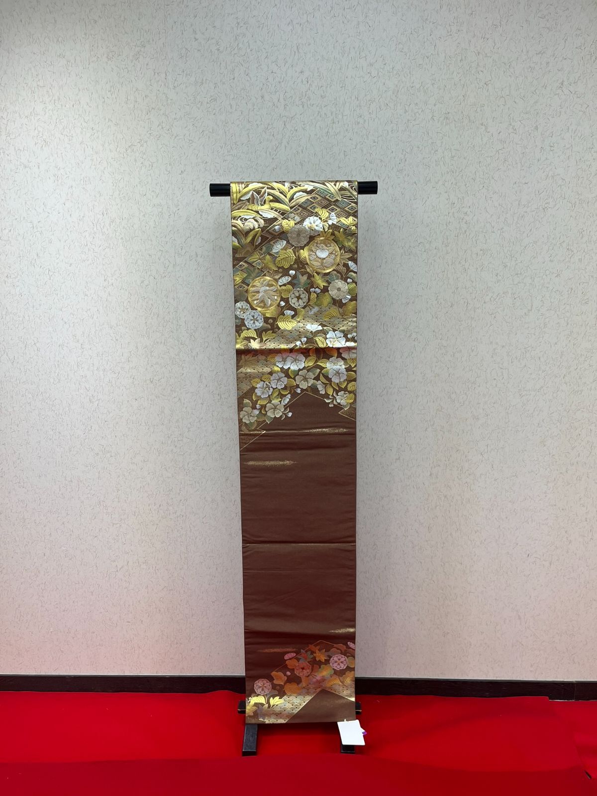 小京都 袋帯 帯 金 茶色 花 葉 着物 和服