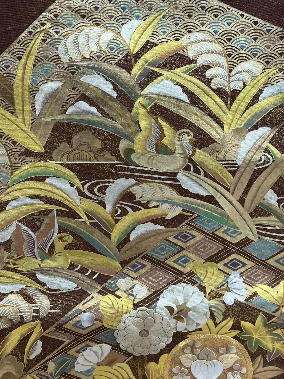 小京都 袋帯 帯 金 茶色 花 葉 着物 和服