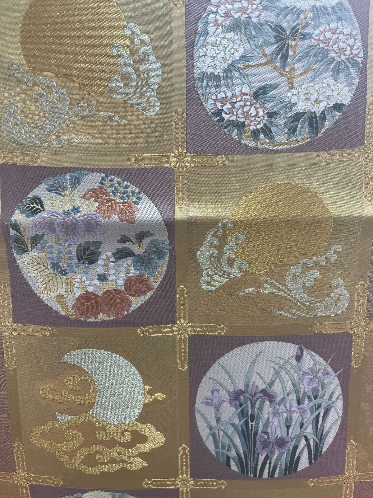 小京都 袋帯 帯 金 太陽 月 花 着物 和服