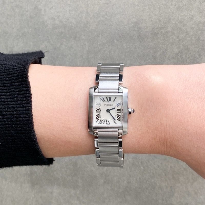 OH済 カルティエ タンクフランセーズ SM SS レディース 腕時計 CARTIER 時計