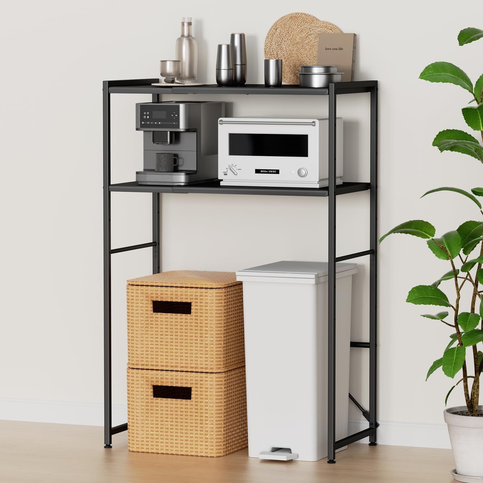 幅伸縮可・上下調整可】ゴミ箱上ラック TKUIN 電子レンジラック レンジ