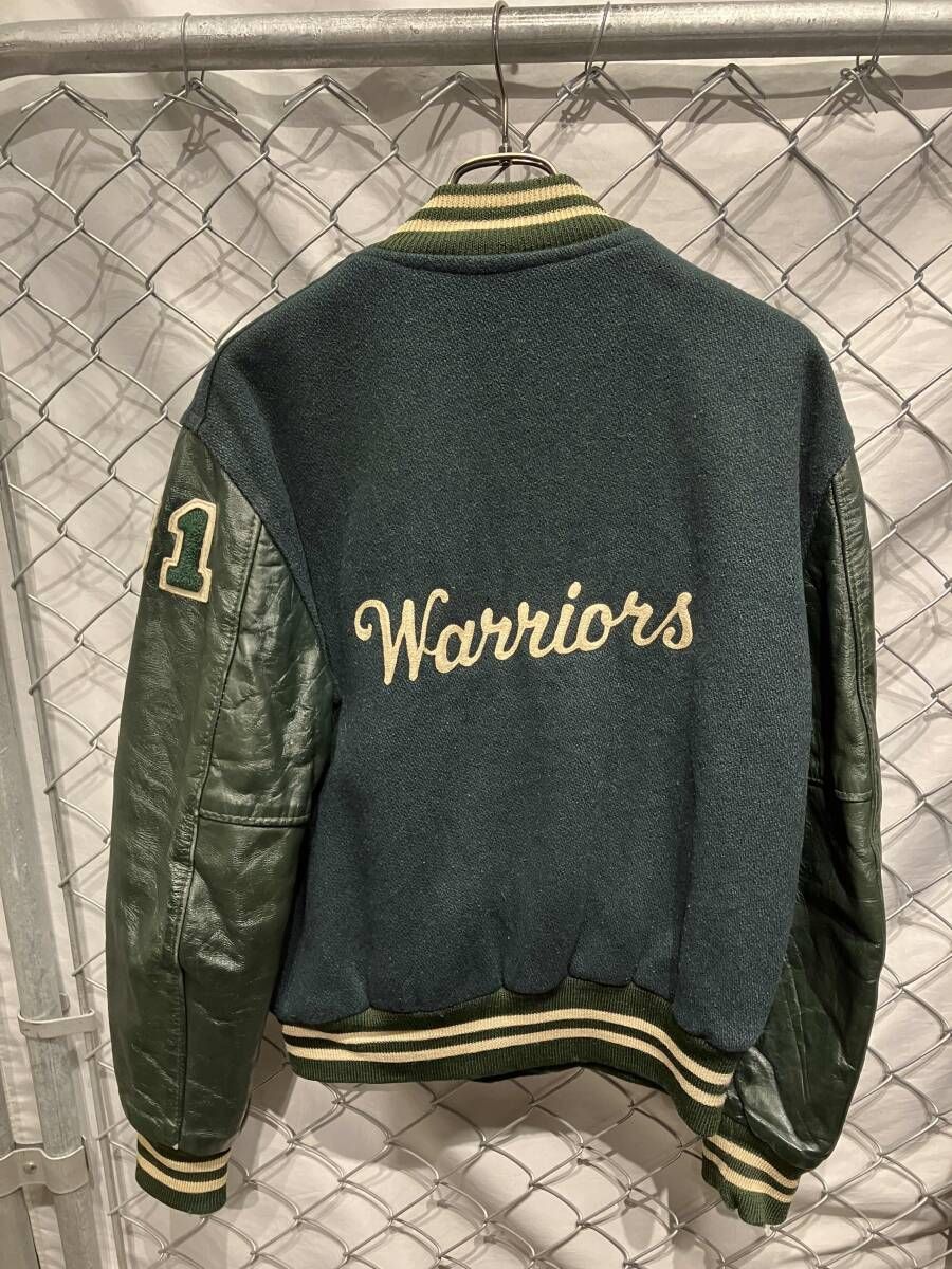 80s HOLLOWAY スタジャン 袖レザー グリーン ホロウェイ - メルカリ