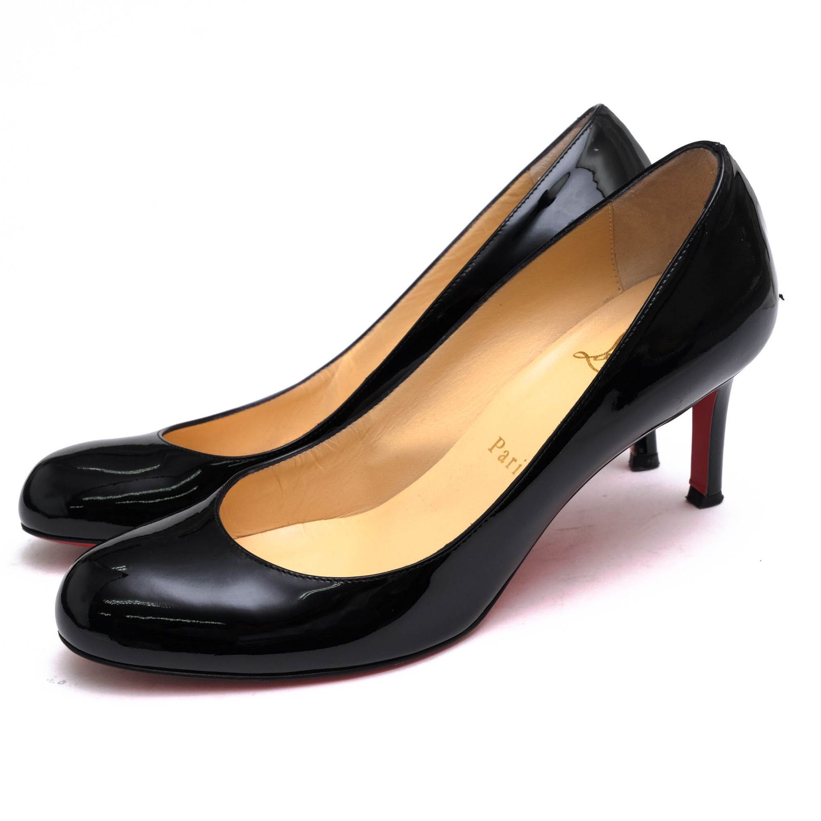 クリスチャン ルブタン Christian Louboutin パンプス シューズ 靴 レディース 女性 女性用 エナメル パテント レザー 革 本革 ブラック 黒 3080363 SIMPLE PUMP 70 PATENT CALF プレーントゥ