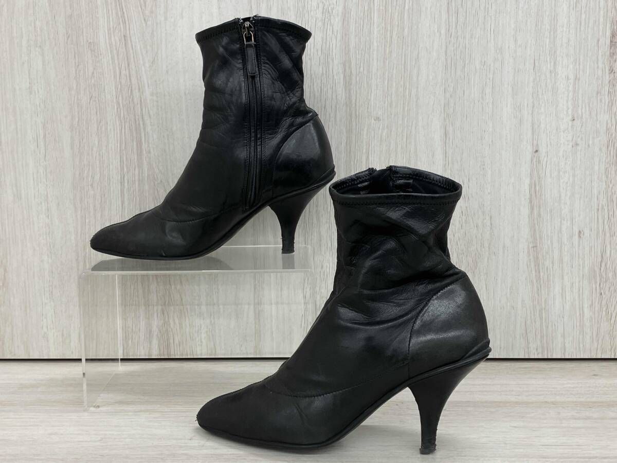 PRADA プラダ ショートブーツ ヒールブーツ ブラック 黒 レザー サイズ