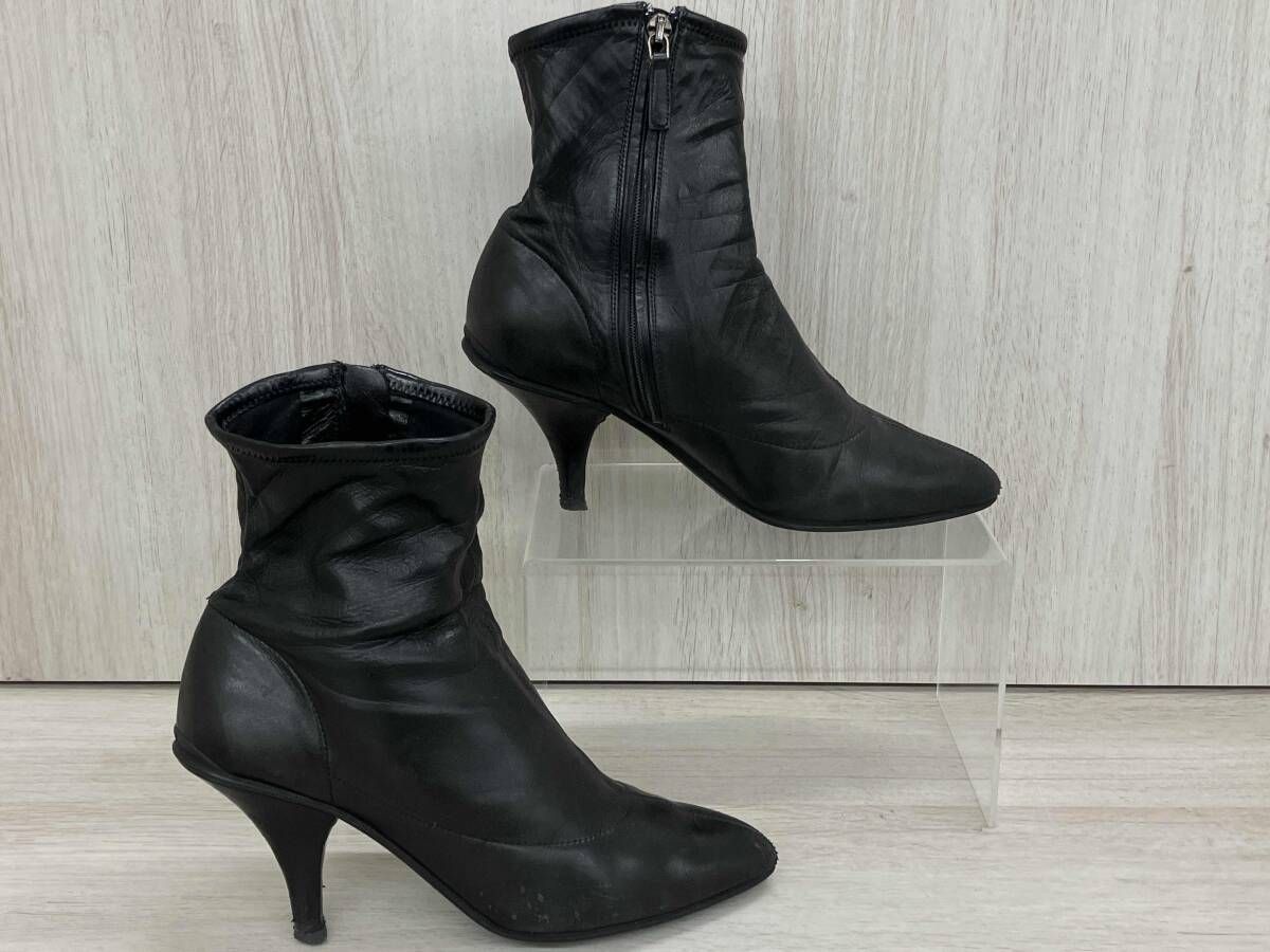 PRADA ブラック ヒールブーツ Prada☆プラダ ブラックレザーブーツ (PRADA/ショートブーツ・ブーティ