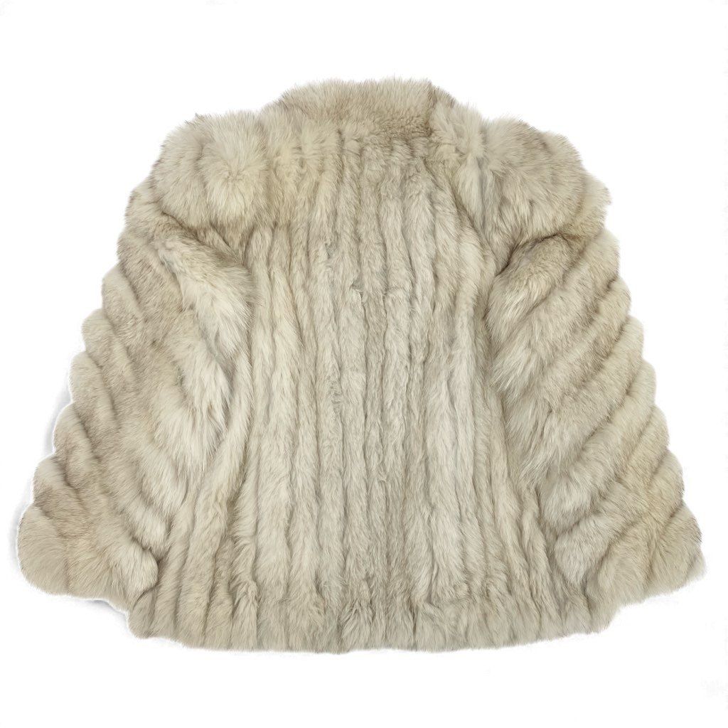 25L15 ブルーフォックス ファーコート サイズ13号 ホワイト 本毛皮 袖