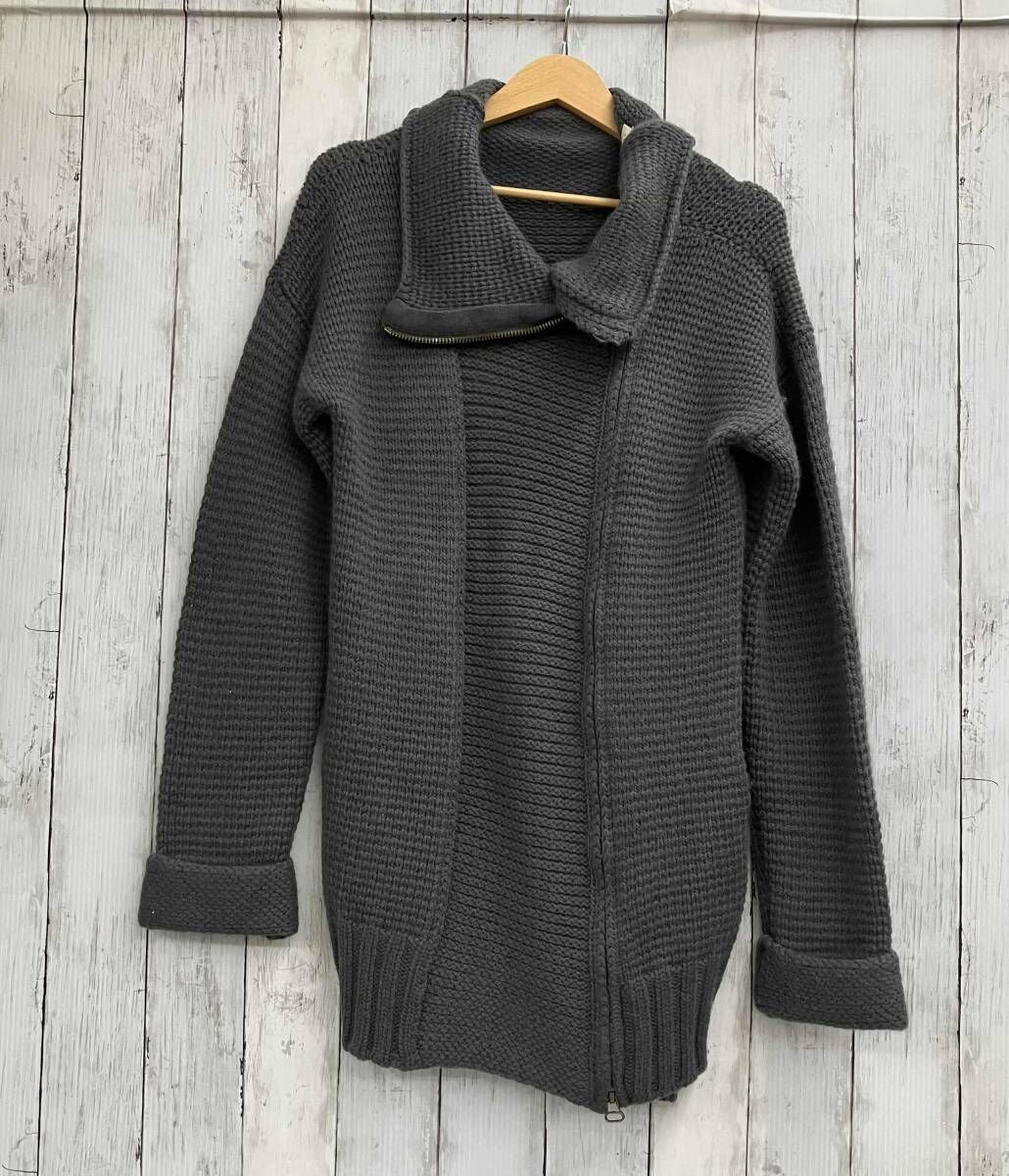 STELLA McCARTNEY ステラマッカートニー 長袖カーディガン サイズ38 チャコールグレー アンゴラ混 ダブルジップ