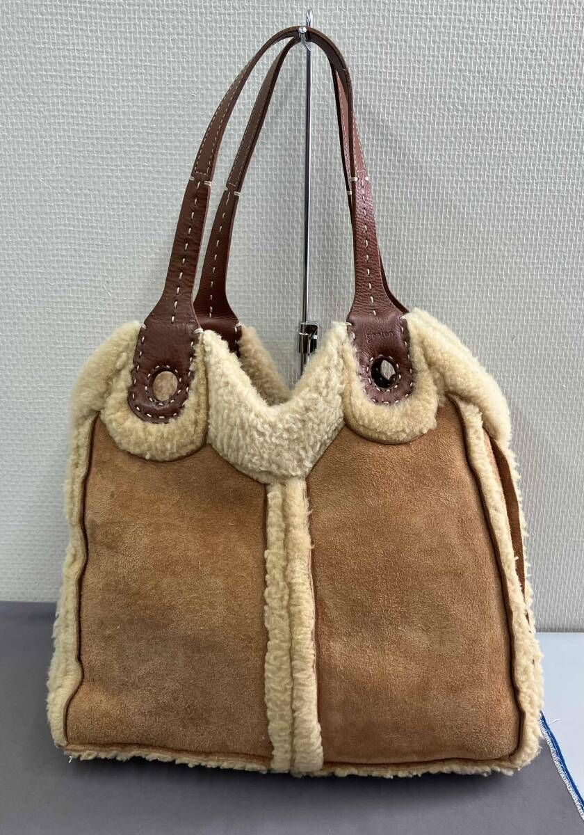 genten ゲンテン バックスキン トートバッグ ブラウン ポーチ付き