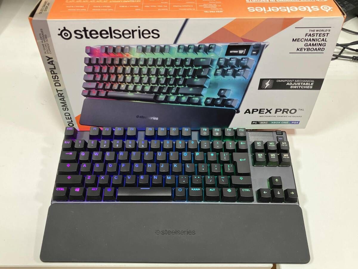 現状お渡し品 steelseries KB 00012 ゲーミングキーボード USB OLEO SMART DISPLAY PC MAC XBOX ONE PS 4 KEYBORD LAYOUT日本語