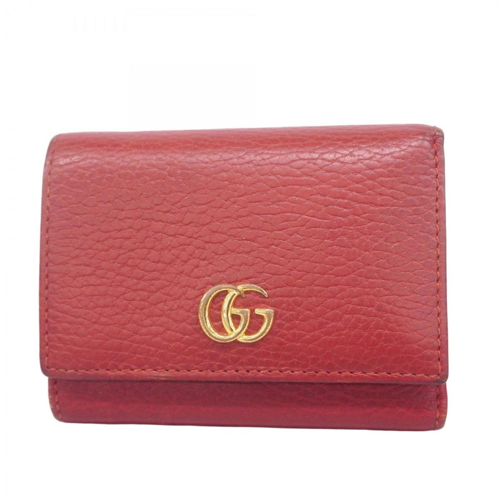 グッチ Gucci 三つ折り財布 GGマーモント 474746 レザー レッド レディース