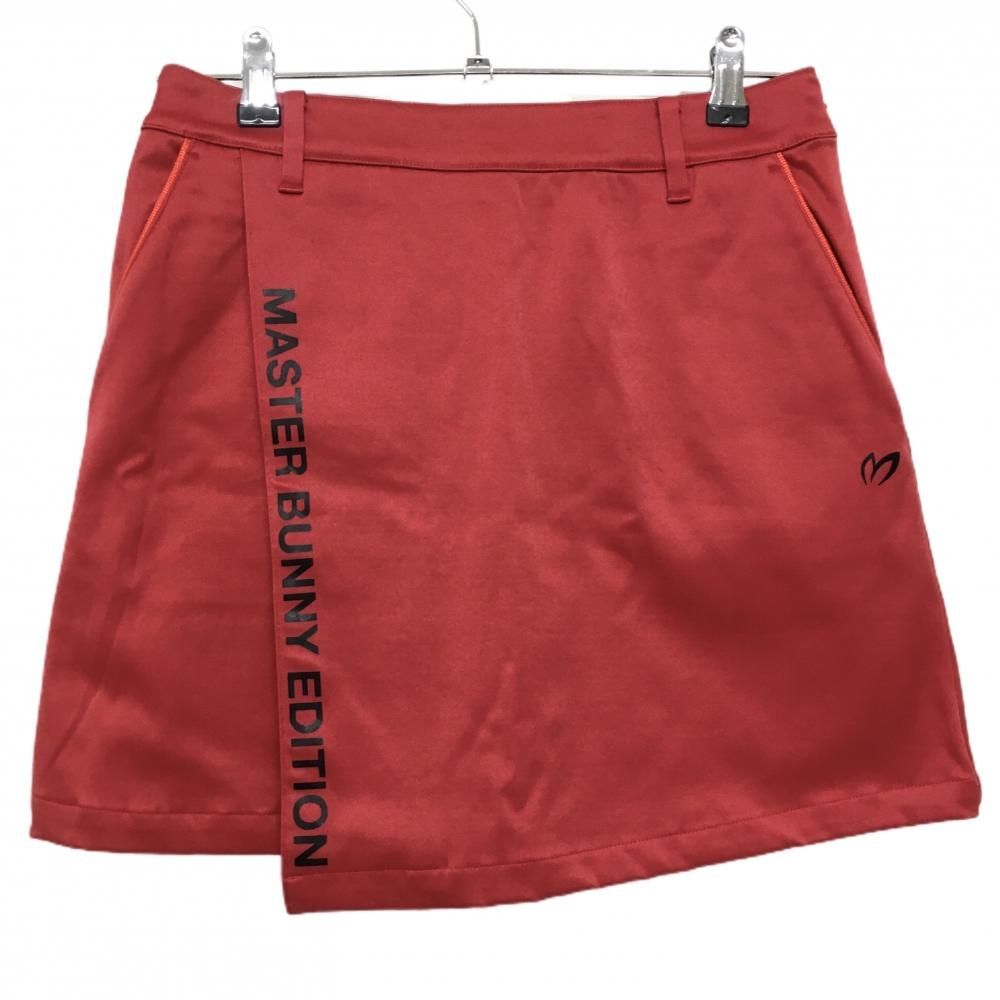 超 マスターバニー スカート レッド 黒 巻きスカート風 ロゴプリント レディース 0 S ゴルフウェア MASTER BUNNY EDITION