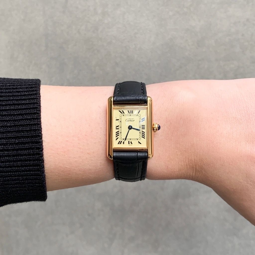 仕上済 カルティエ マストタンク SM ベージュローマン文字盤 ゴールド SV 925 レディース 腕時計 CARTIER 時計
