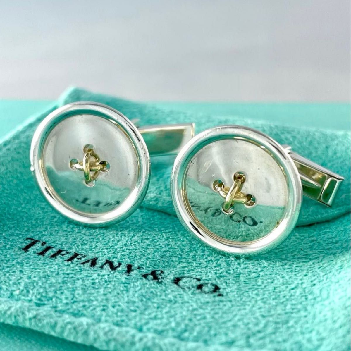 オールドティファニー ボタン コンビ カフス 750 925 WG3fe - メルカリ