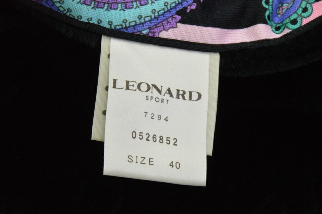 レオナール LEONARD ダブルコート ジャケット 柄 ブラック 日本製