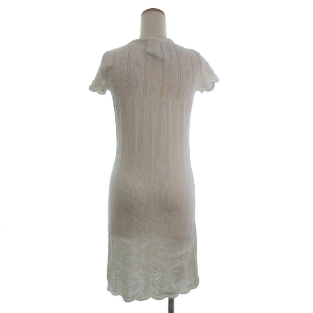 アニエスベー agnes b. ワンピース ニット 半袖 ミニ 透け編み 1 白