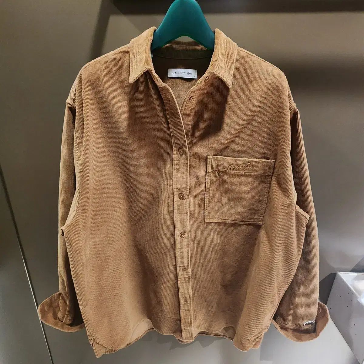 ラコステ レディース コーデュロイ ロゴ刺繍 シャツ オーバーサイズ