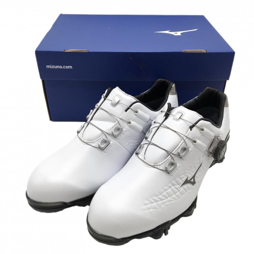 ミズノ ゴルフシューズ 白×グレー BOA ダイヤル式 メンズ 25.0 ゴルフウェア MIZUNO