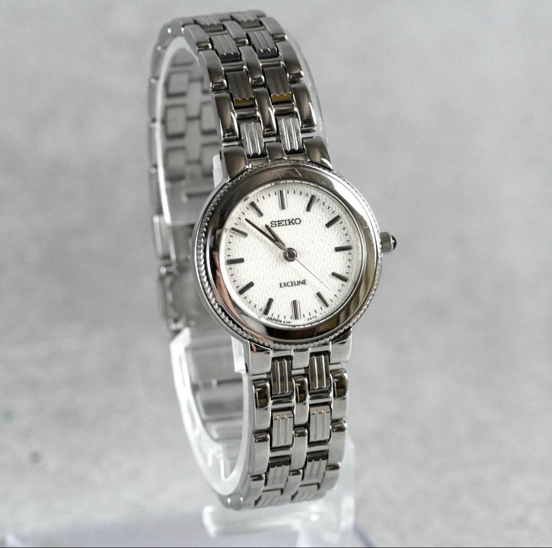 稼動　腕時計　SEIKO セイコー　シルバー　新品電池　レディース　J15 新品電池交換】 SEIKO セイコー EXCELINE エクセリーヌ ラウンド
