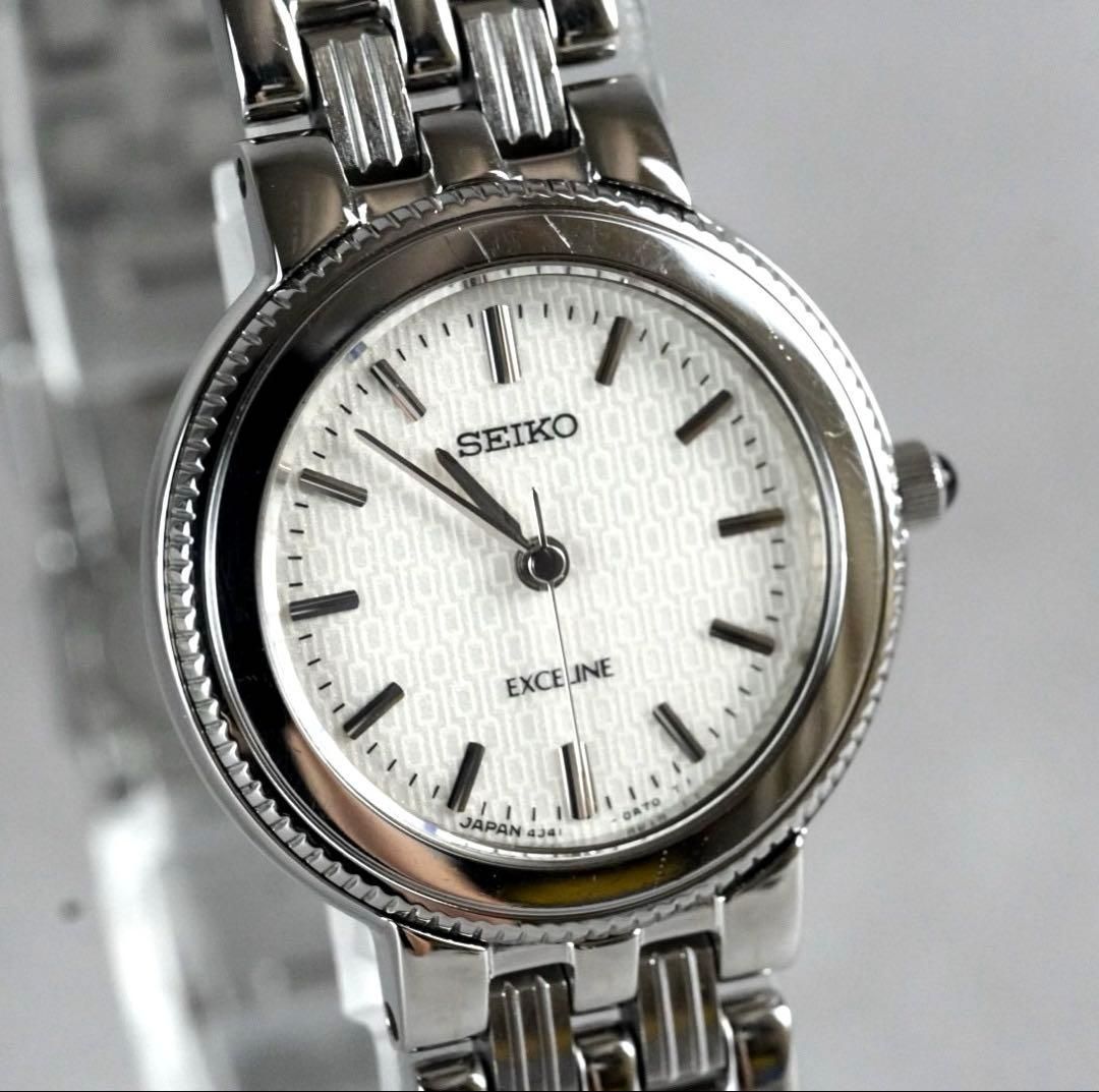 新品電池交換】 SEIKO セイコー EXCELINE エクセリーヌ ラウンド 新品電池交換】 SEIKO セイコー EXCELINE エクセリーヌ ラウンド
