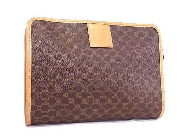 CELINE セリーヌ クラッチバッグ マカダム柄 M12 ブラウン PVC×レザー