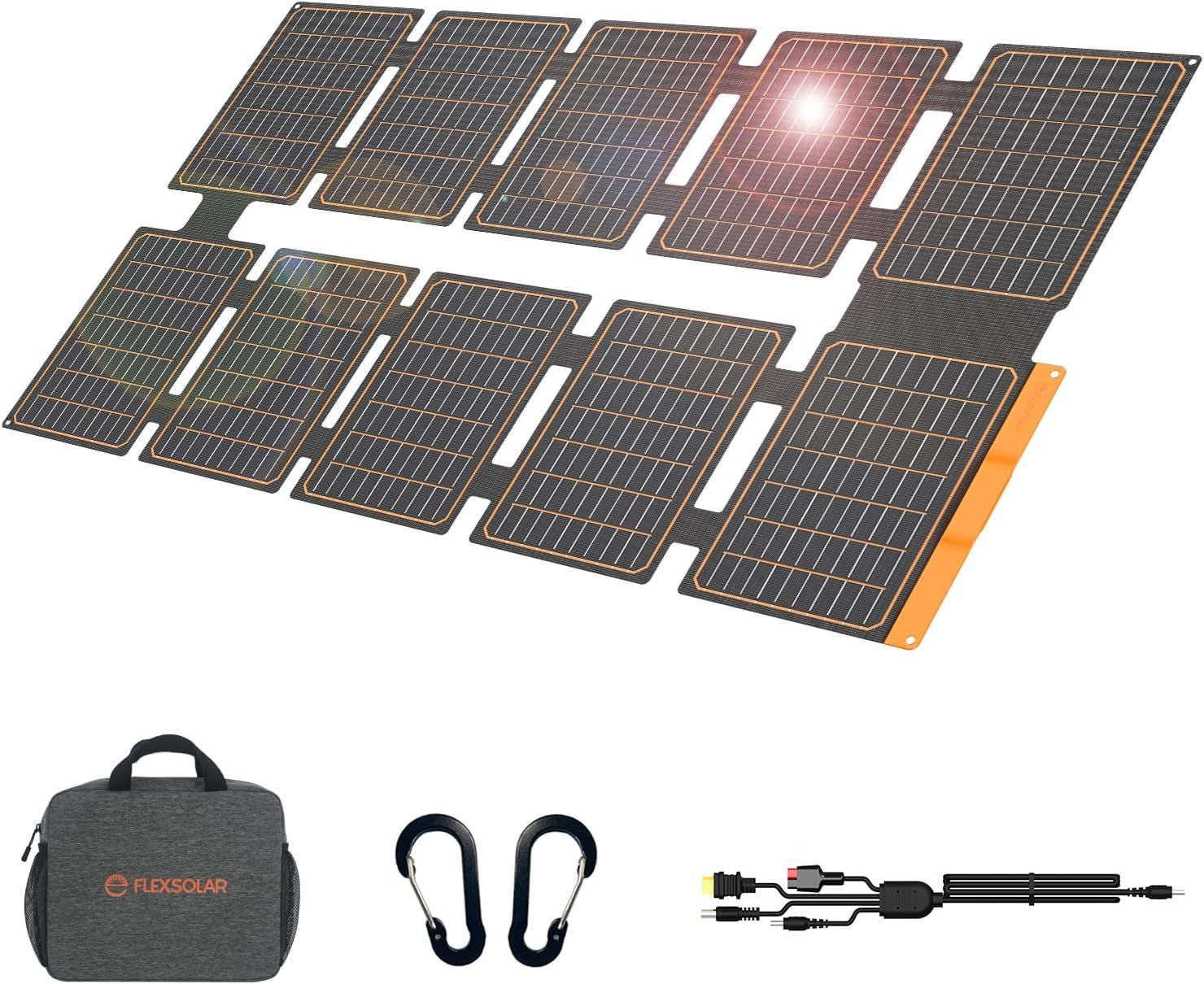 FlexSolar 100 W 折り畳み式ソーラーパネル USB C A DC出力 太陽光 充電器 ソーラーチャージャー IP 67防水 防塵地震 災害時 停電対策 アウトドアPhone Pad Laptop Android対応