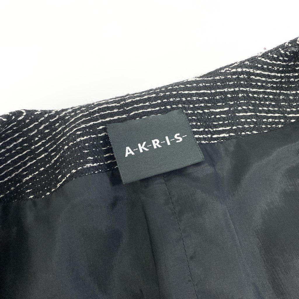 59L15 【美品】AKRIS アクリス ノーカラージャケット ウールジャケット